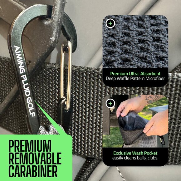 Magnetic Golf Towel 16" x 24" Black - Picture 2 of 8